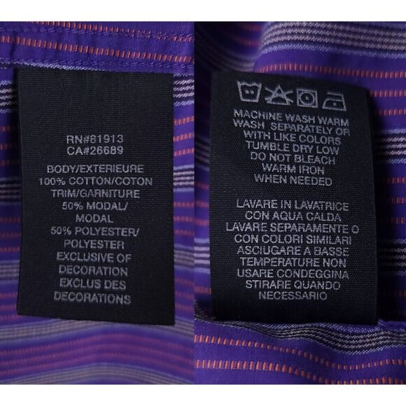Robert Graham Cotton Embroidered LS Shirt Size XL Mens Cotton Purple Stripe - Picture 13 of 13